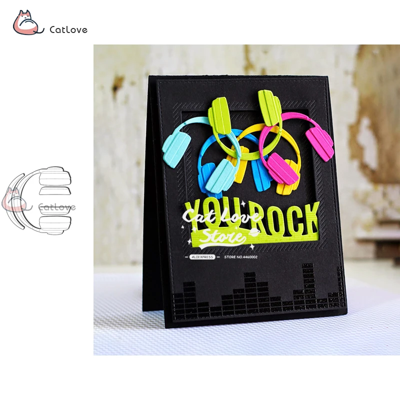 

Earphone Headset Metal Cutting Dies Stencils For DIY Scrapbooking Paper Card Decorative Craft Dies Embossing Die Cuts New 2019