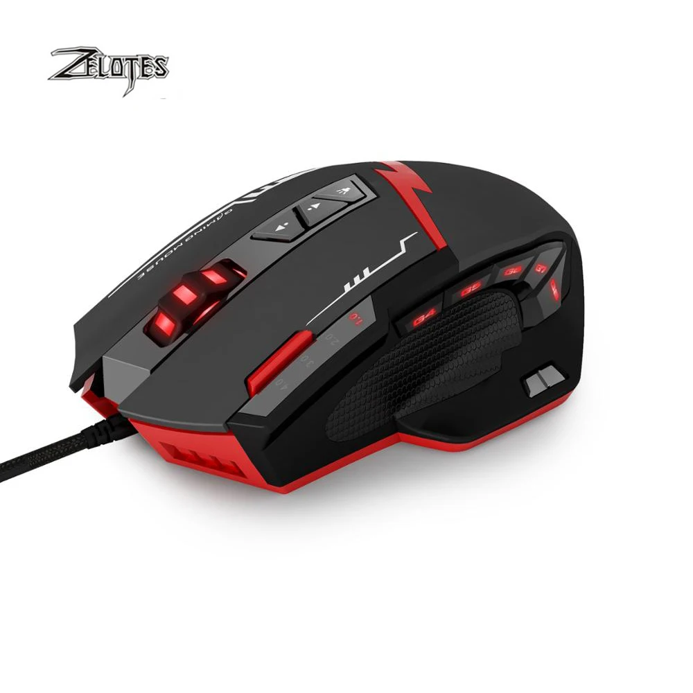 Zelotes C15 компьютерная мышь, ручная игровая мышь 7000 dpi, 13 программируемых кнопок, настройка веса, игровая мышь