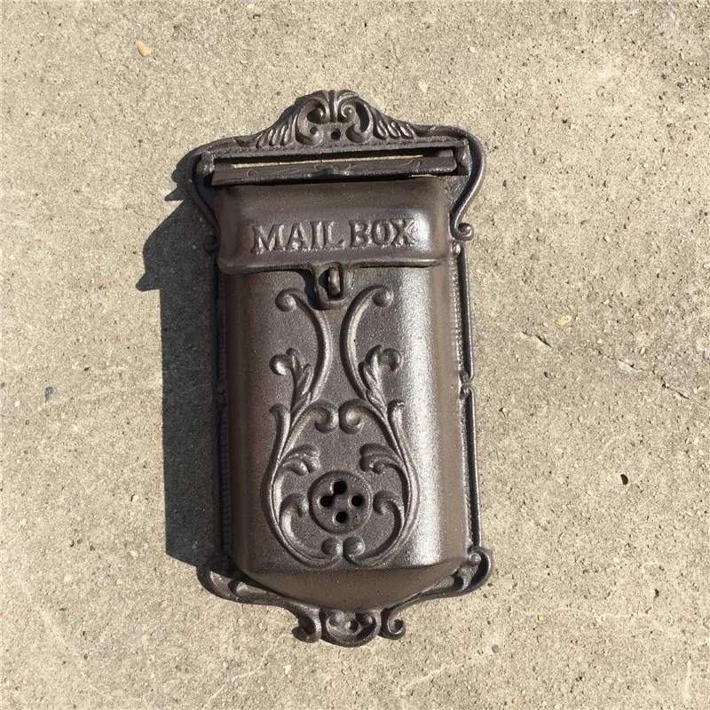 small wall mounted cast iron mailbox, metal mailbox Gardon Decor Free Shipping wrought iron letter box 20.5*37cm