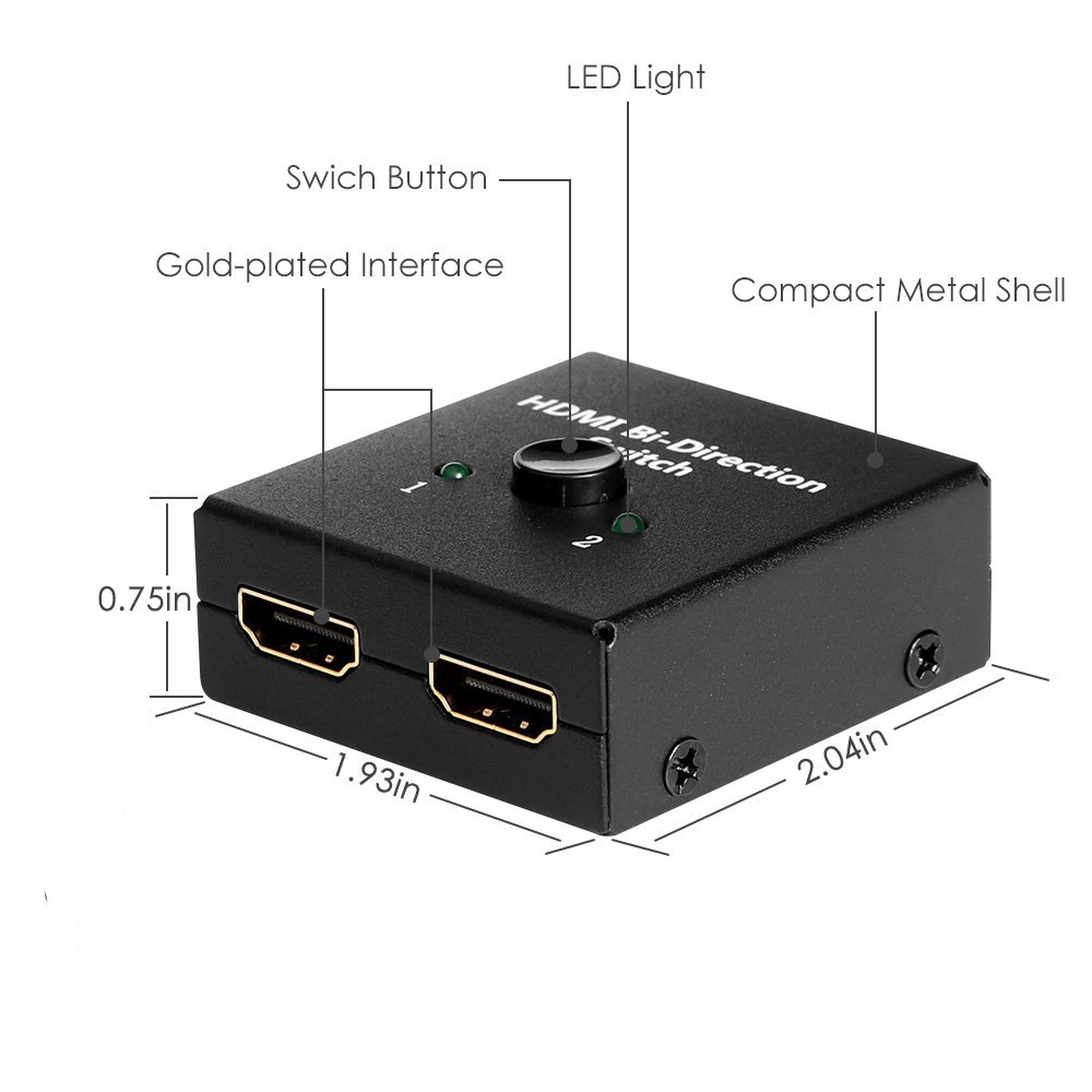 PUZHIJIE HDMI 2,0 переключатель 2x1 4K2K@ 60 Гц и 1x2 HDMI 2,0 коммутатор с кабелем Pigtail поддерживает 3D 1080 P HD видео аудио для HDTV