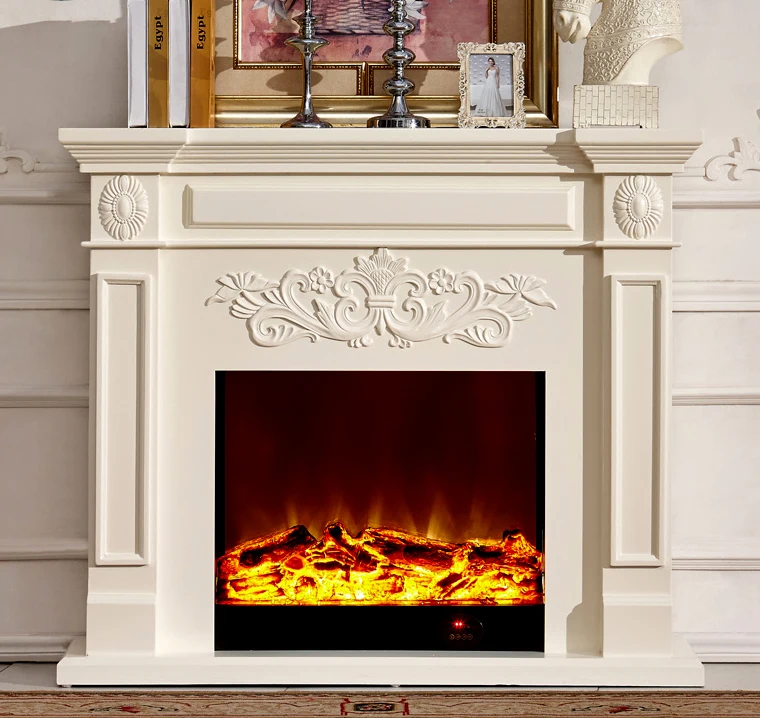 Decorative Fireplace W130cm English Style Chimneypiece Wood Mantel Electric  Insert Firebox LED Optical Emulational Flame - AliExpress