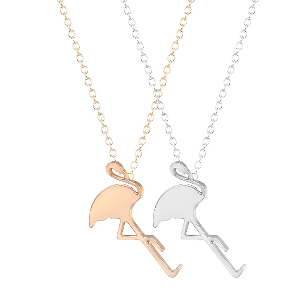 

Brand New Gold Silver Unique Flamingo Chain Necklace For Women Bird Plain Collar Exquisite Simple Colier Homme Bijoux