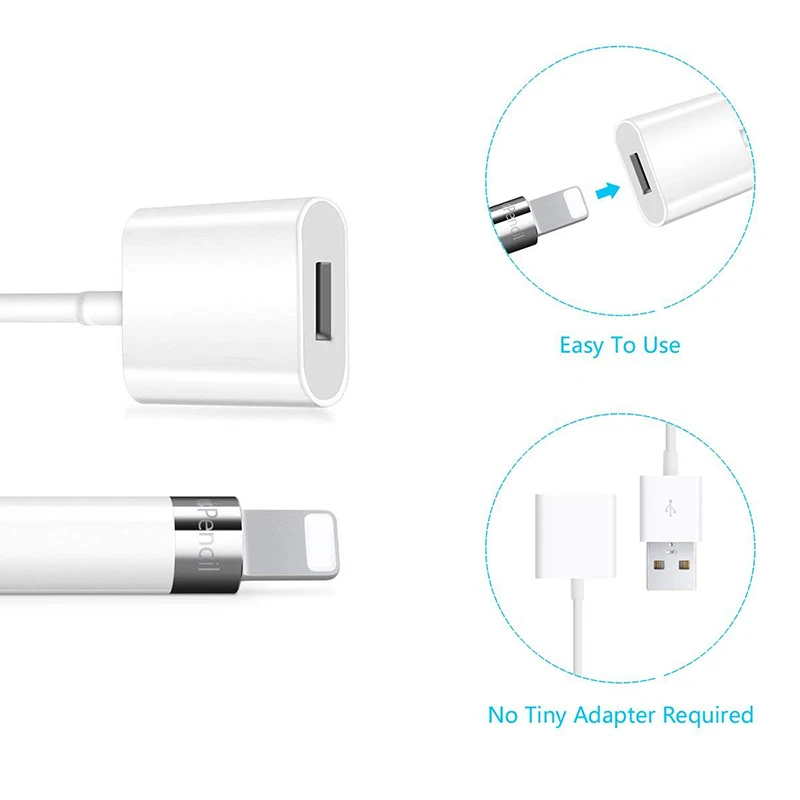 

Charging Cable for Apple Pencil Adapter Charging Cable for Apple IPad Pro Pencil Stylus Male To Female USB Cable