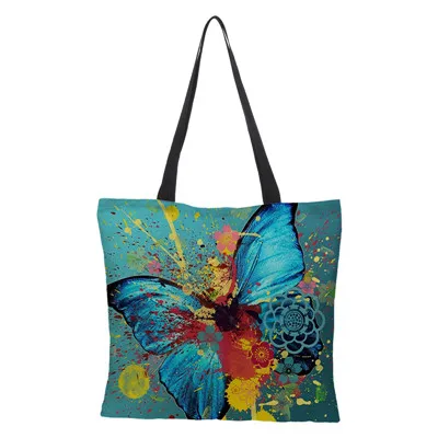 Индивидуальные женские сумки на плечо конец специальные постельные принадлежности на заказ сумка для покупок двусторонняя печать насекомое бабочка шаблон
