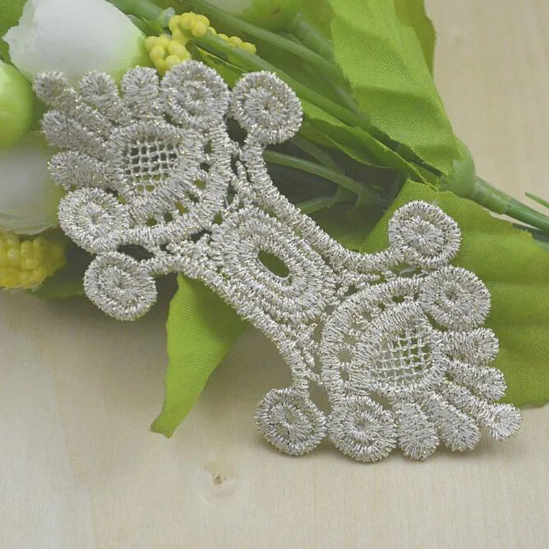 25Pieces 5X10cm Lace Applique Patch Sewing Craft Clothes Gold Cords DIY Sewing Accessories Lovely Motif Lace Applique