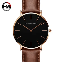 2018 HANNAH MARTIN Brand Fashion Simple Japan Quartz Movement Watch Leather Strap Nylon Clock Women Analog Waterproof Wristwatch
