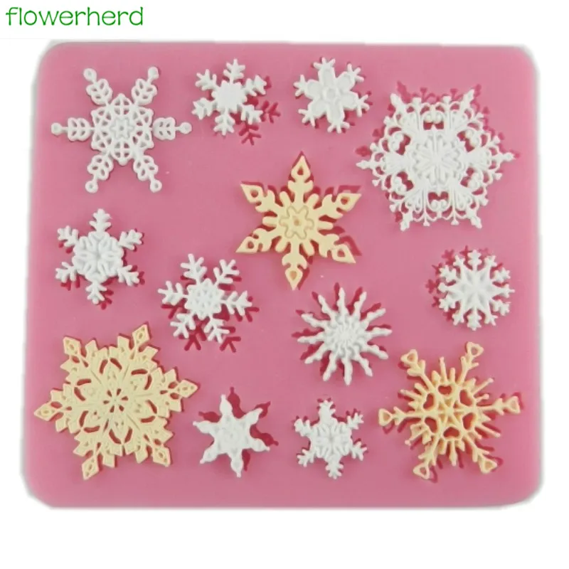 

3D Christmas Snowflake Shape Silicone Molds Fondant Cookie Mold Candy Cake Decorating Moulds Kitchen Baking Tool Cake Decoration