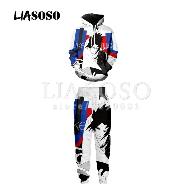 

LIASOSO 3D print Unisex Naruto Uchiha Sasuke Uzumaki Naruto Sweatshirt Hooded hoodies Trousers Sweatpants Pants suits X1996