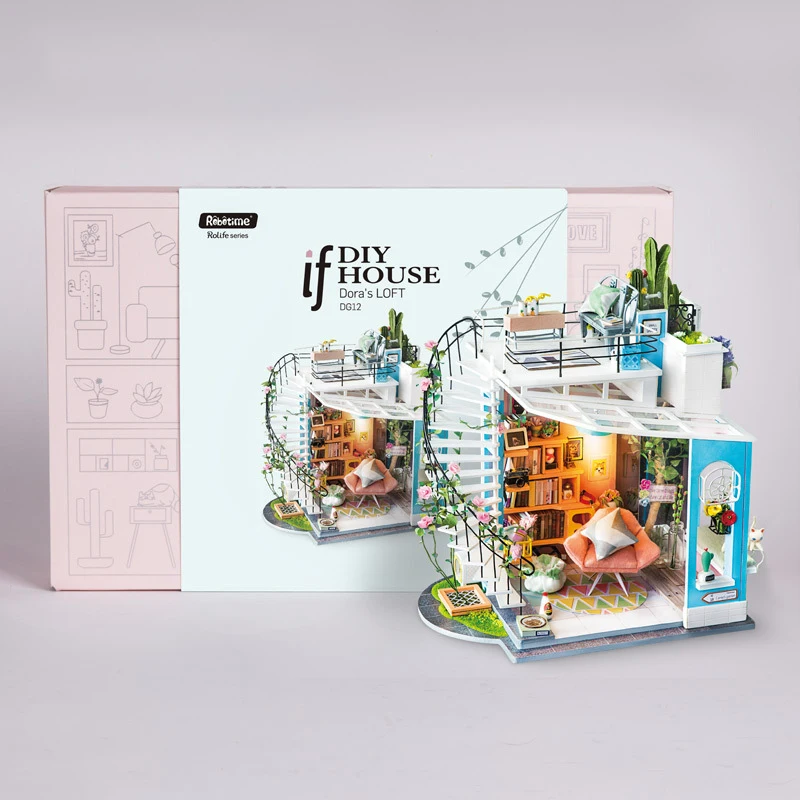 Skup Diy Hut Duo La koń skórzane karty Loong na dachu ręcznie pracy Woodiness montażu willa modelu Hut oryginalność prezent