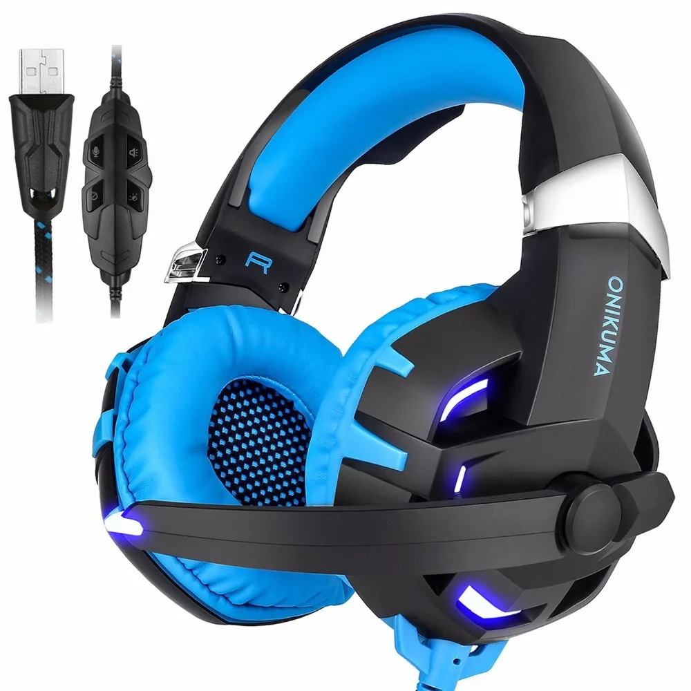 

Onikuma K2 USB 7.1 Channel Sound Stereo Gaming Headphones Casque Gamer Headset with Mic LED Light for Computer PC Laptop