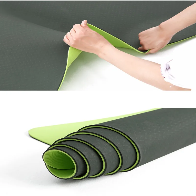 

Yoga mat double color 183 * 80cm thick 8mm anti-skid sports fitness exercise Pilates fitness TPU natural rubber mat yoga mat
