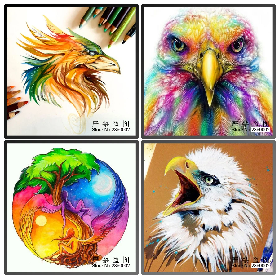 Pola 3D Berlian Lukisan Cross Stitch 5D Berlian Bordir Elang Mosaik