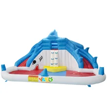 YARD Shark Inflatable Water Slide with font b Swimming b font Pool Kids Summer Fun Park
