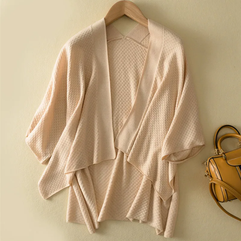 

LHZSYY Spring New Women's Wool Knit Cardigan Solid color Large Size Wild Jacket 2019 Fashion Without Buckle Asymmetric Sweater