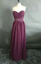 Custom Made Cheap Bridesmaid Dress Floor Length Sweetheart Zipper Back Beaded Sash Maid of Honor Dress