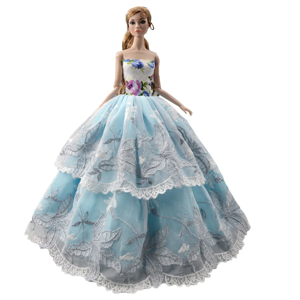 NK One Pcs Doll Princess Wedding Dress Noble Party Gown For Barbie Doll Accessories Handmake Outfit Best Gift For Girl' Doll JJ