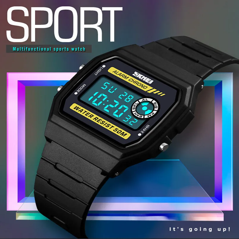 

New SKMEI Brand Luxury Watch Men's Simple Fashion LED Digital Male Sport Watch 50m Waterproof Silicone Watches 12/24 Hour System