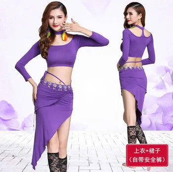 

Newest!! Belly dance costume set fashion top+skirt 2pcs/suit for women belly dance wear 4colors M, L, XL