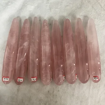 

Free Shipping Wholesale Price Hand Polished 7'' Natural Rose Quartz Crystal Carving Healing Massage Wand For Woman Health SQ