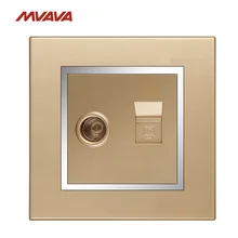 MVAVA ТВ/телевизионная антенна+ сеть Интернет LAN RJ45 PC/Компьютерная настенная розетка Роскошная хромированная Золотая розетка шампанского