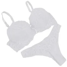 ETOSELL сексуальные стринги Кружево Push-Up Bra Set Lingerie Для женщин Нижнее Бельё для девочек Наборы для ухода за кожей Нижнее бельё Вышивка цветочный черный, белый цвет бюстгальтер Краткие Наборы для ухода за кожей