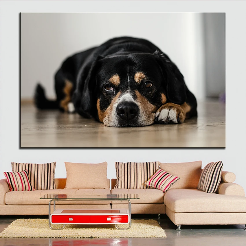 Large size Printing Oil Painting black dog Wall painting POP Art Wall