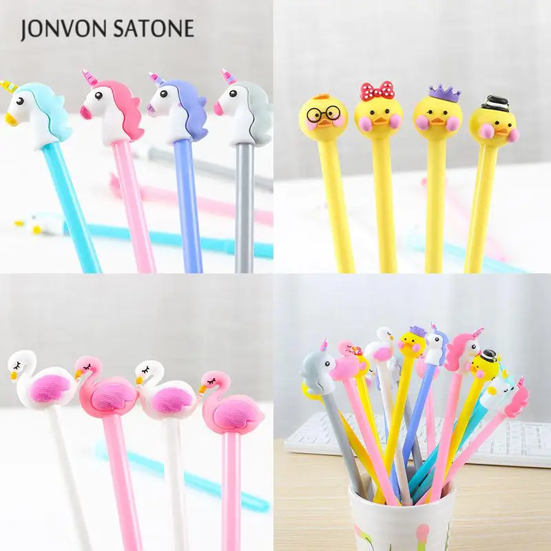 

Jonvon Satone 16 Pcs Duck Unicorn Flamingo Gel Stationery Pen Cartoon Animal Neutral Pen Office Stationery Student Supplies Pens