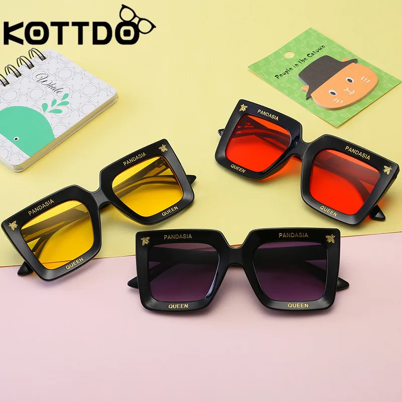 

New Arrival 2019 Steampunk Baby Children Sunglasses Big Frame Square Bee Sun Glasses Kids Glasses for Girls Boys Oculos