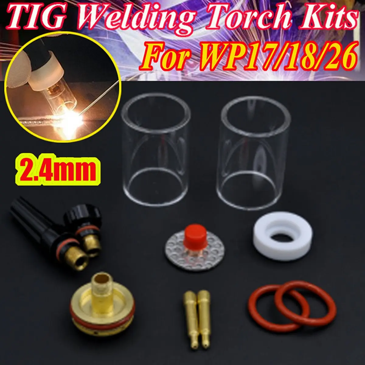 Hot Sale 11Pcs TIG Welding Torch Stubby Gas Lens Glass Cup Kit For WP17