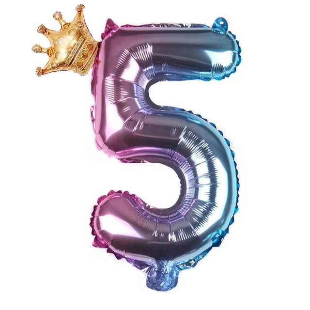 Новые воздушные шары из фольги в виде цифр с короной для принцесс на день рождения, украшения для девочек - Цвет: MV007-5-jianbian