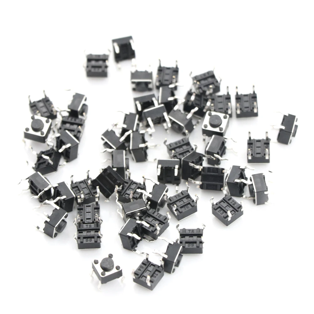 

High Quality Tact Switch Tactile Push Button Switch Kit Sets DIP 4P MicroSwitch 4.5x4.5x6mm 50pcs