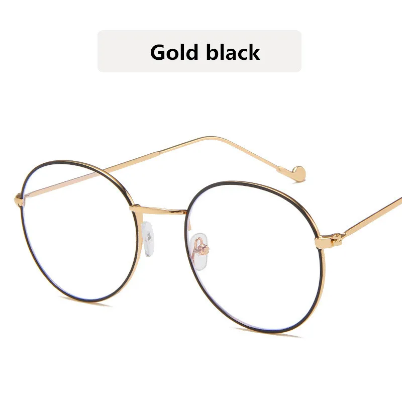 Классические очки в круглой оправе Брендовая Дизайнерская обувь металлический компьютерная оптическая Для женщин женские очки Рамка Для мужчин прозрачные очки - Цвет оправы: Gold black