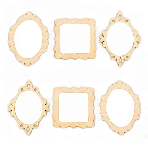 10pcs 3 Wooden Frame Craft Shapes Decoration Cutout DIY