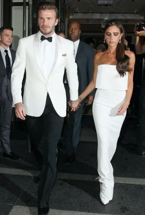 New Design One Button White Groom Tuxedos Shawl Lapel