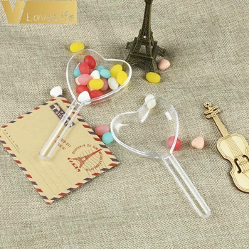 

12pcs Candy Box Plastic Transparent Heart Shape Lollipop Design Lovely Candy Boxes Wedding Birthday Gift Baby Shower Decoration