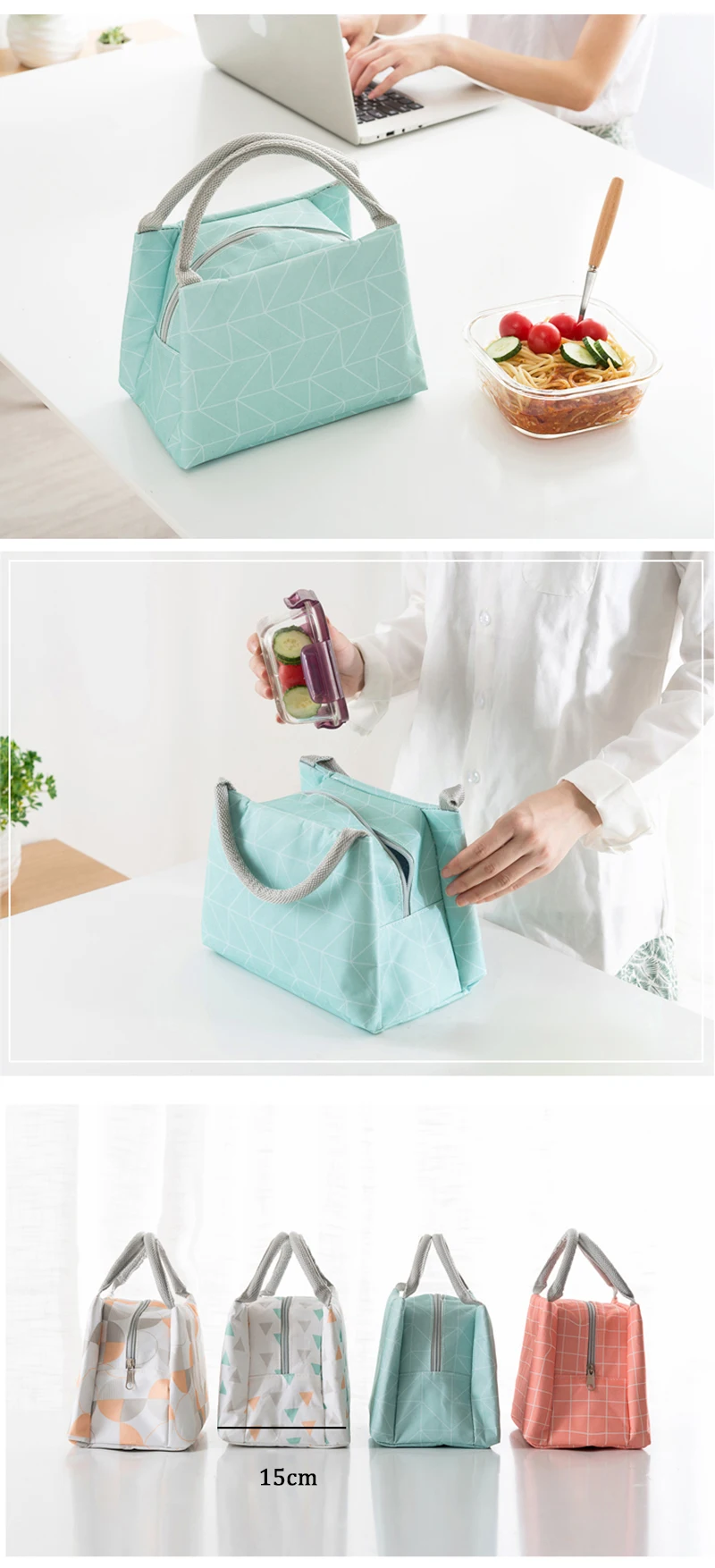 LIYIMENG Lunch Box Handbag Students Food Organizer Waterproof Fruit Container Kitchen Storage Dinner Bag B3