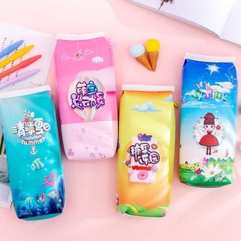 

Cartoon Candy Park Pencil case Colorful Large Capacity PU Leather pen bag stationery pouch school supplies Promotional gift