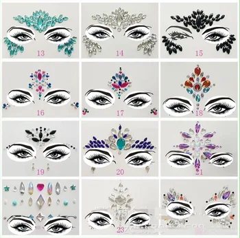 

2 pcs Adhesive Face Gems Rhinestone Temporary Tattoo Jewels Festival Party Body Glitter Stickers Flash Temporary Tattoos Sticke