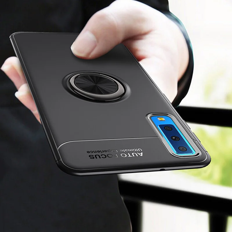 

For Samsung Galaxy A7 A6 A8 Plus 2018 Case Finger Ring Holder Soft Silicone Back Cover For Samsung J4 J6 J8 Plus 2018 Phone Bag