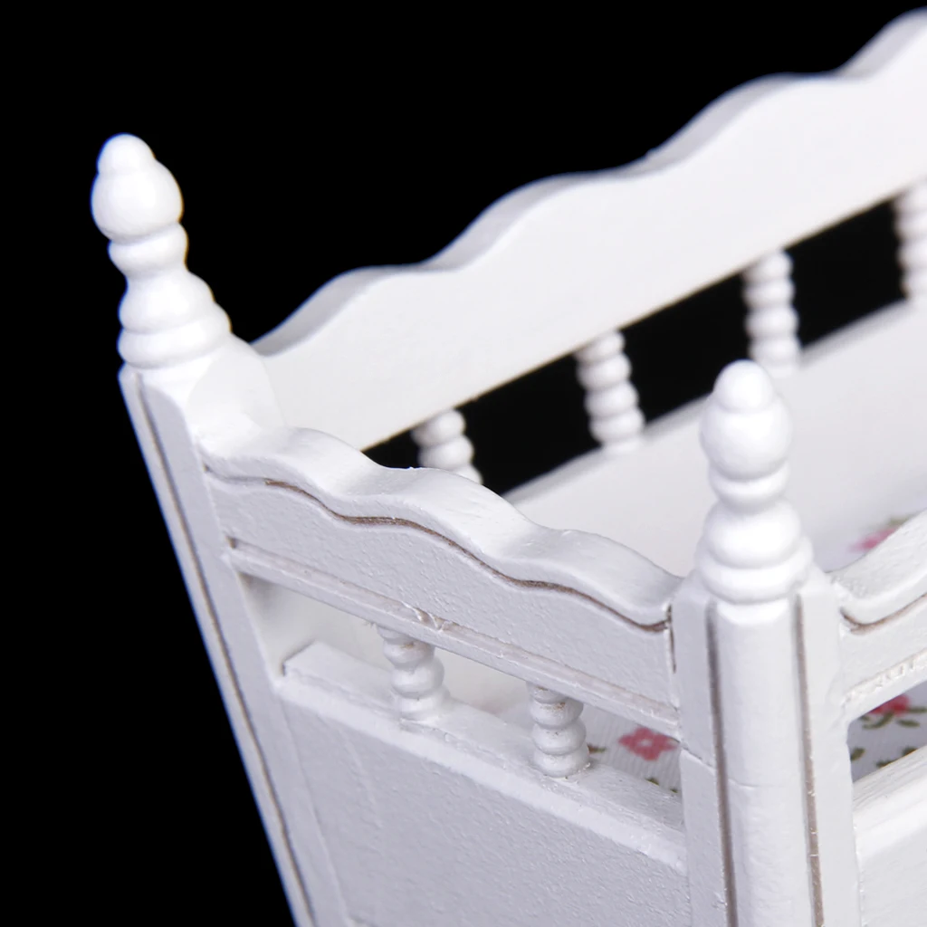 1/12 миниатюрный домик для кукол унисекс, белая деревянная колыбель для детской кроватки, 1:12 кукольный домик, мебель для украшения детской комнаты