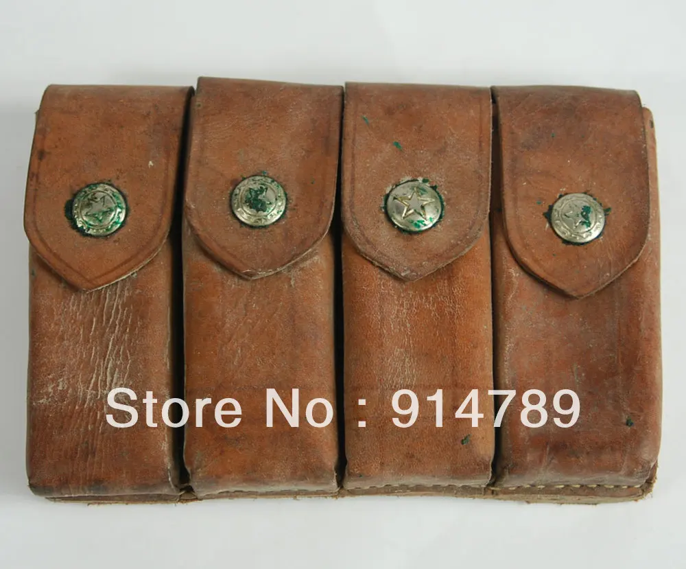 

SURPLUS WWII CHINESE KMT KUOMINGTANG ARMY MAUSER QUATERNATE LEATHER AMMO POUCH-33086