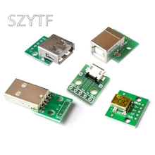 10 шт. MICRO MINI5P USB для Dip женский B-type квадратный интерфейс принтера Mike 5p патч для встроенного адаптера