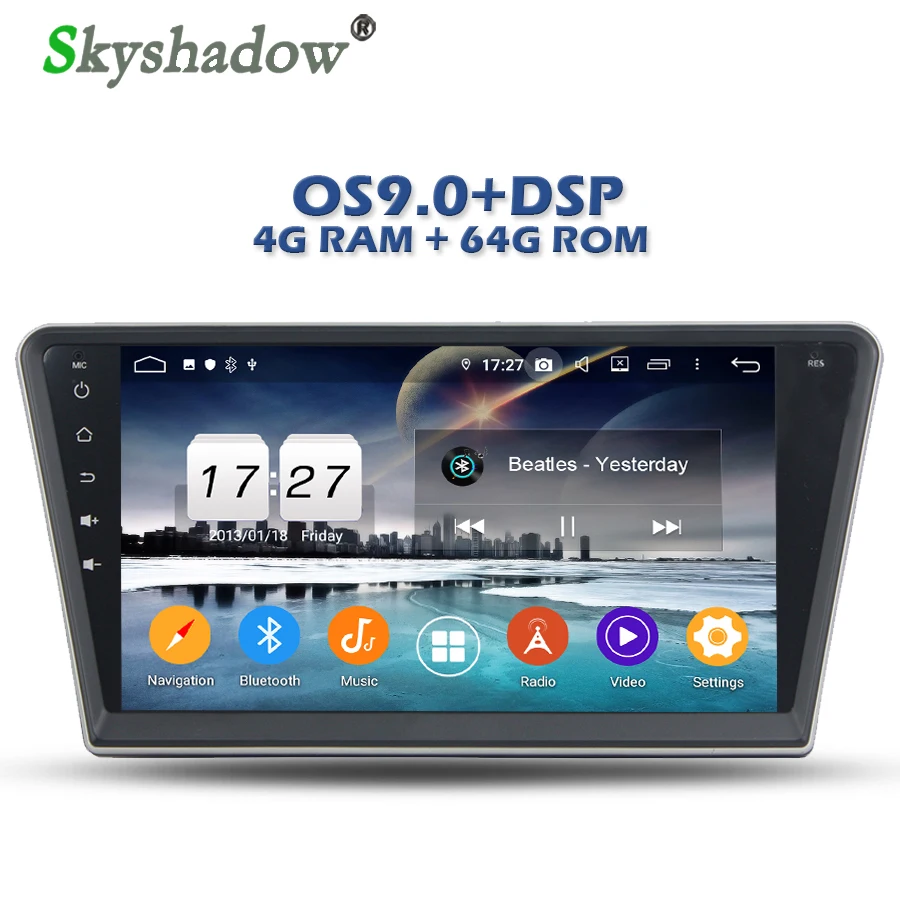 Cheap Car DVD Player 10.2" DSP TDA7851 Android 9.0 4G + 64G + 8Core GPS map RDS Radio wifi Bluetooth 4.2 For PEUGEOT PG 408 2014-2016 3