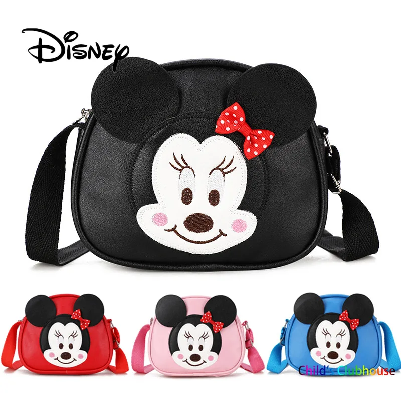 

Disney Children Girl Mini Handbag High Quality Cartoon Minnie Mouse Mickey PU Crossbody Bags Leather Shoulder Bag For Girl Baby