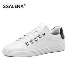 Men Non-Slip Soft Leather Casual Shoes Fashion White Round Toe Lace Up Flat Shoes Male High Quality Shoes AA11553