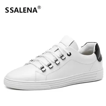 

Men Non-Slip Soft Leather Casual Shoes Fashion White Round Toe Lace Up Flat Shoes Male High Quality Shoes AA11553