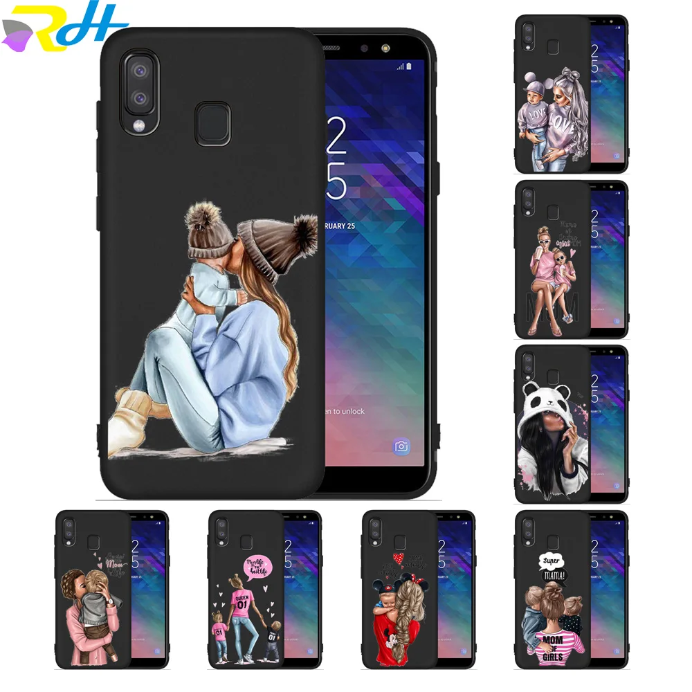 Черный чехол из ТПУ для Samsung Galaxy A7 A92018 Coque Etui Baby Mom Girl A30 40 50 70 A6 A8 Plus 2018