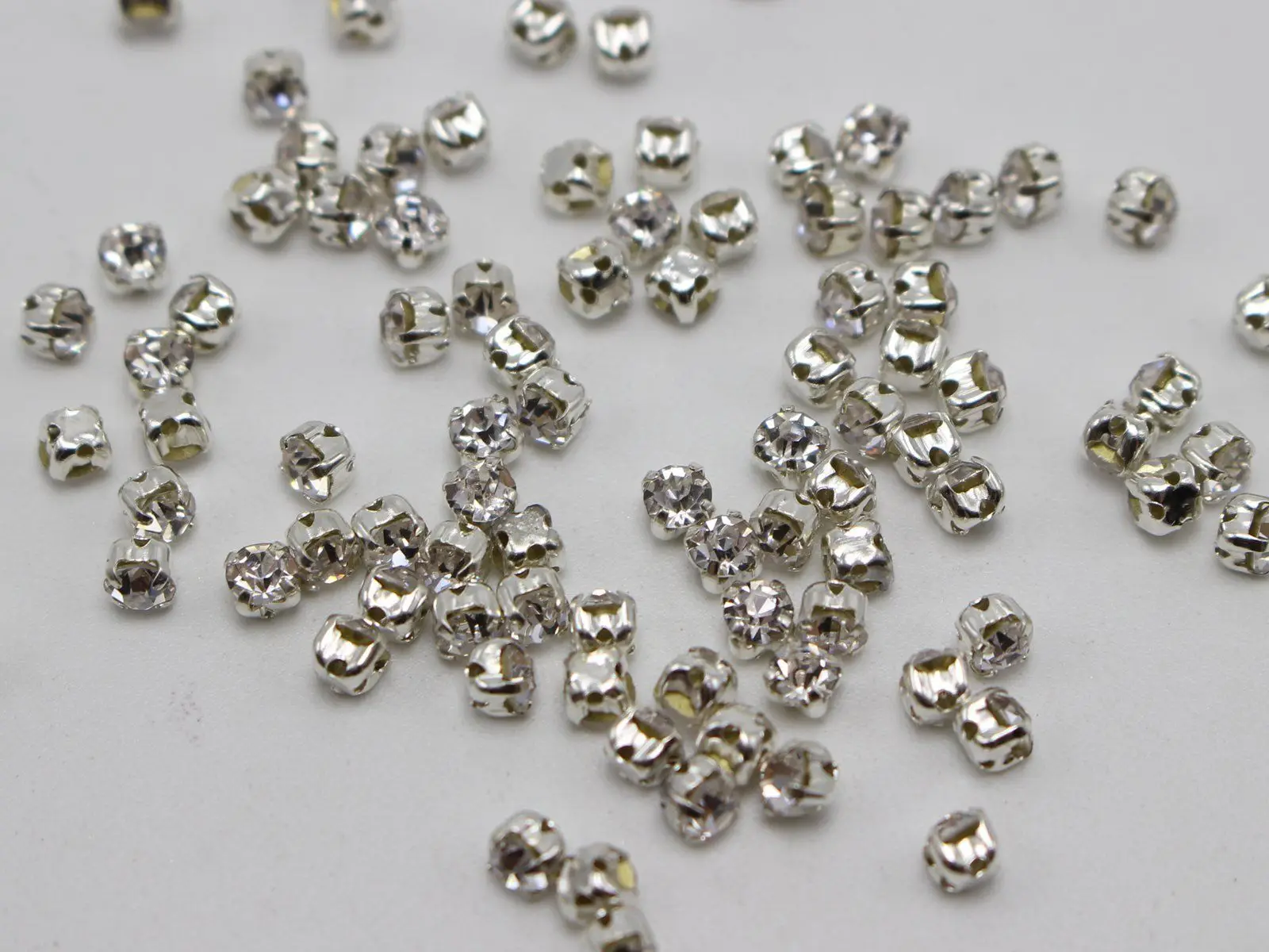 Vidrio Cristal Claro Artesanía De Plata Rose Montees cose en imitación perlas 3mm-10mm
