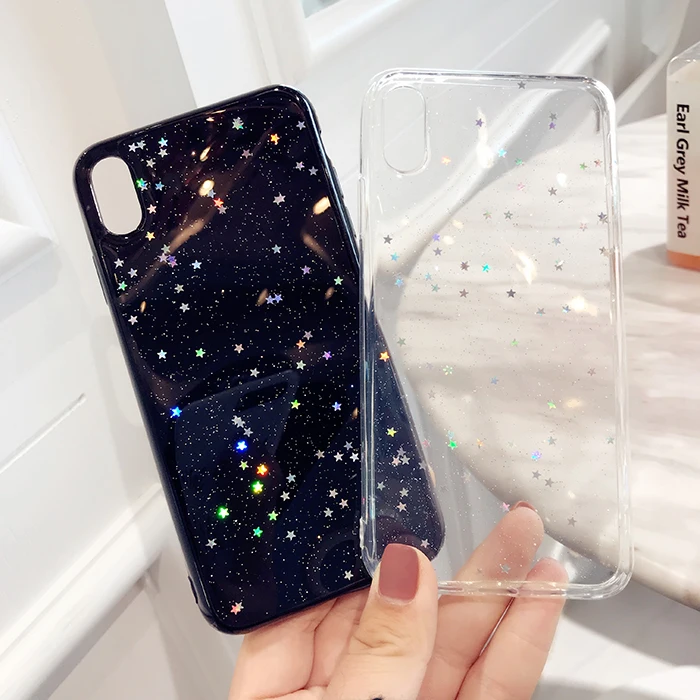 Прозрачный блестящий чехол со звездой для iphone 11Pro XS MAX X 7 8 plus Симпатичные из