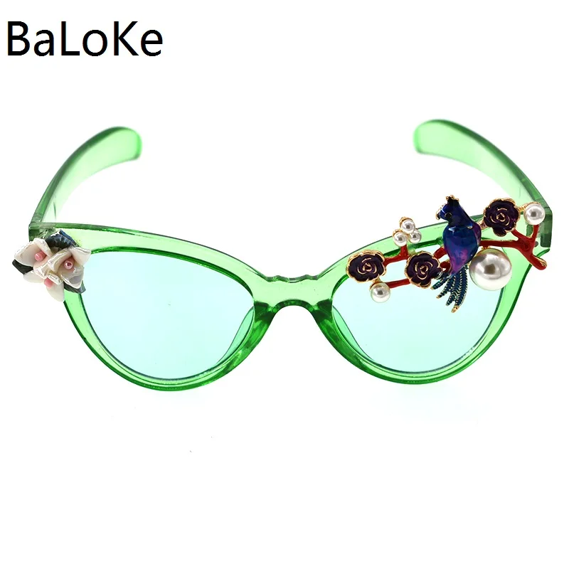 Новая мода в стиле барокко Для женщин девочек кристаллы солнечные очки «Птица» Ретро Декор "кошачий глаз" Летний пляж очки подарок